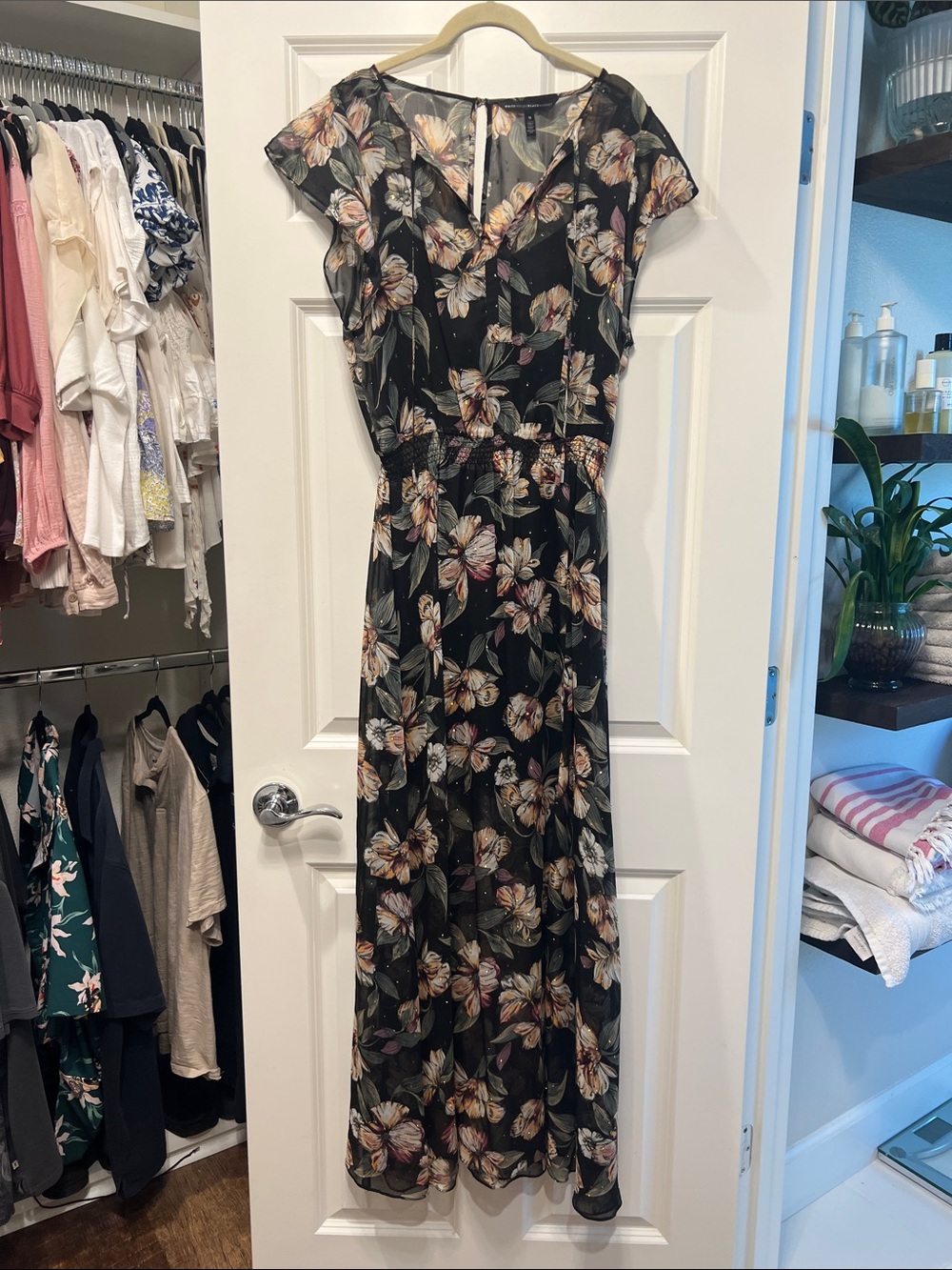 White House Black Market Black Floral Maxi Dress